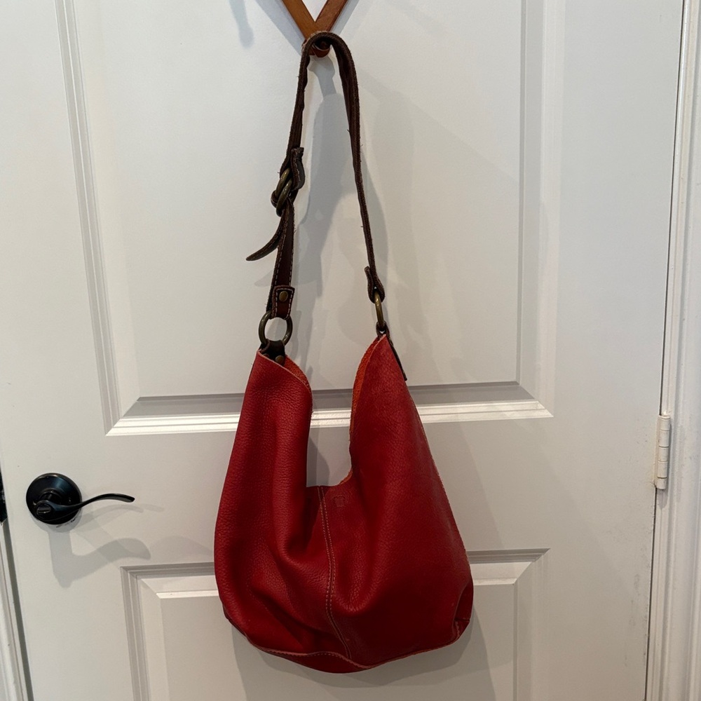Lucky Brand Red Hobo Bag with Brown Strap